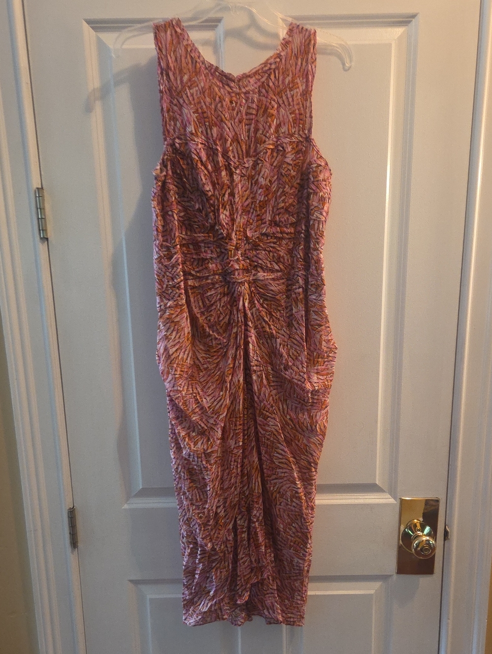 BCBGMaxAzria Pink & Orange Printed Midi Dress
